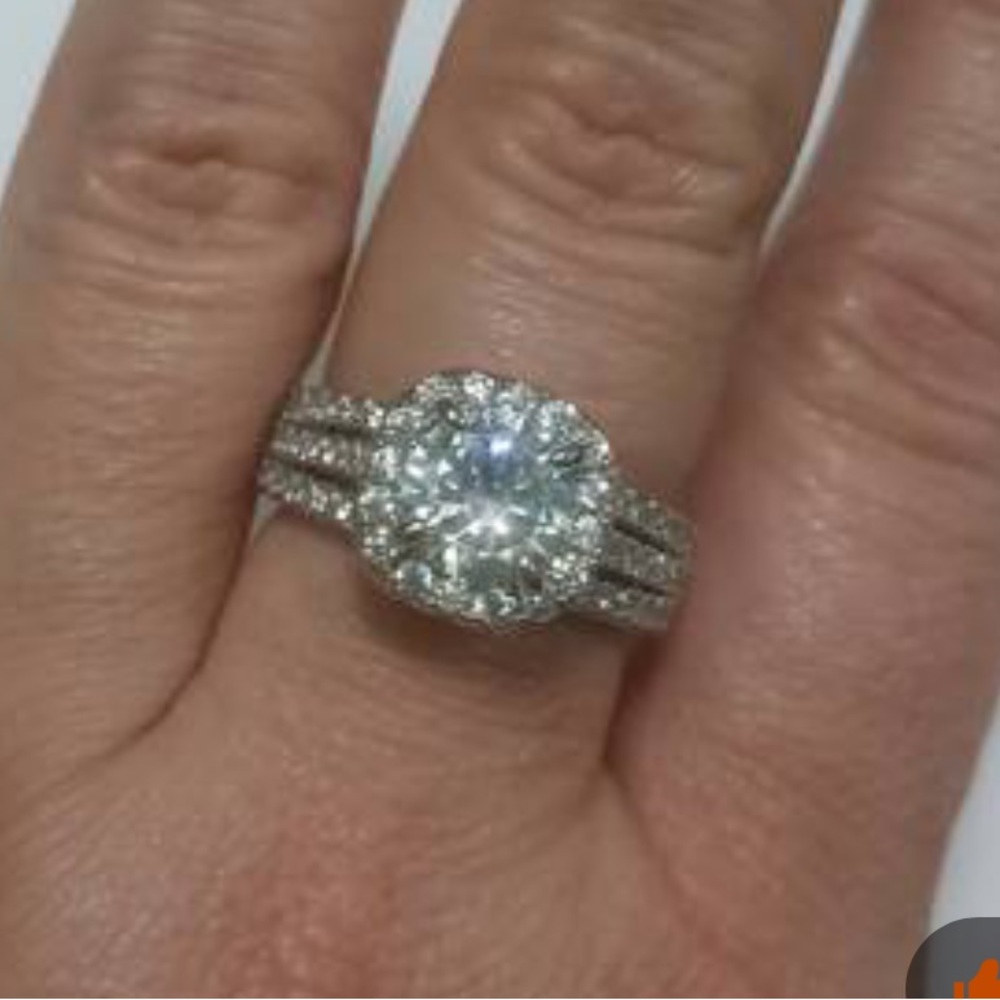 Stunning Brilliant Cubic Zirconia, Triple Band, Luxury, Glam, Engagement Ring - Picture 5 of 10